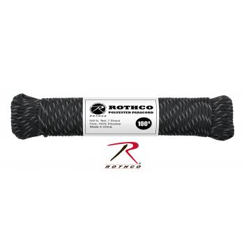 Rothco Polyester Paracord - Black with Reflective Tracers