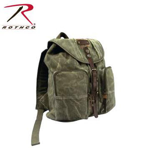 Rothco Stone Washed Canvas Backpack w/ Leather Accents